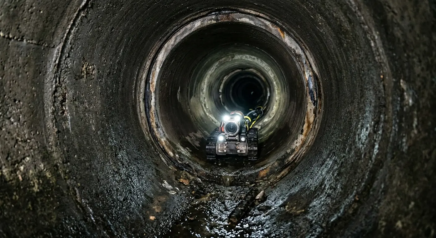 Robotic sewer camera inspecting pipe interior for Drain Snake Service in Pine Hill